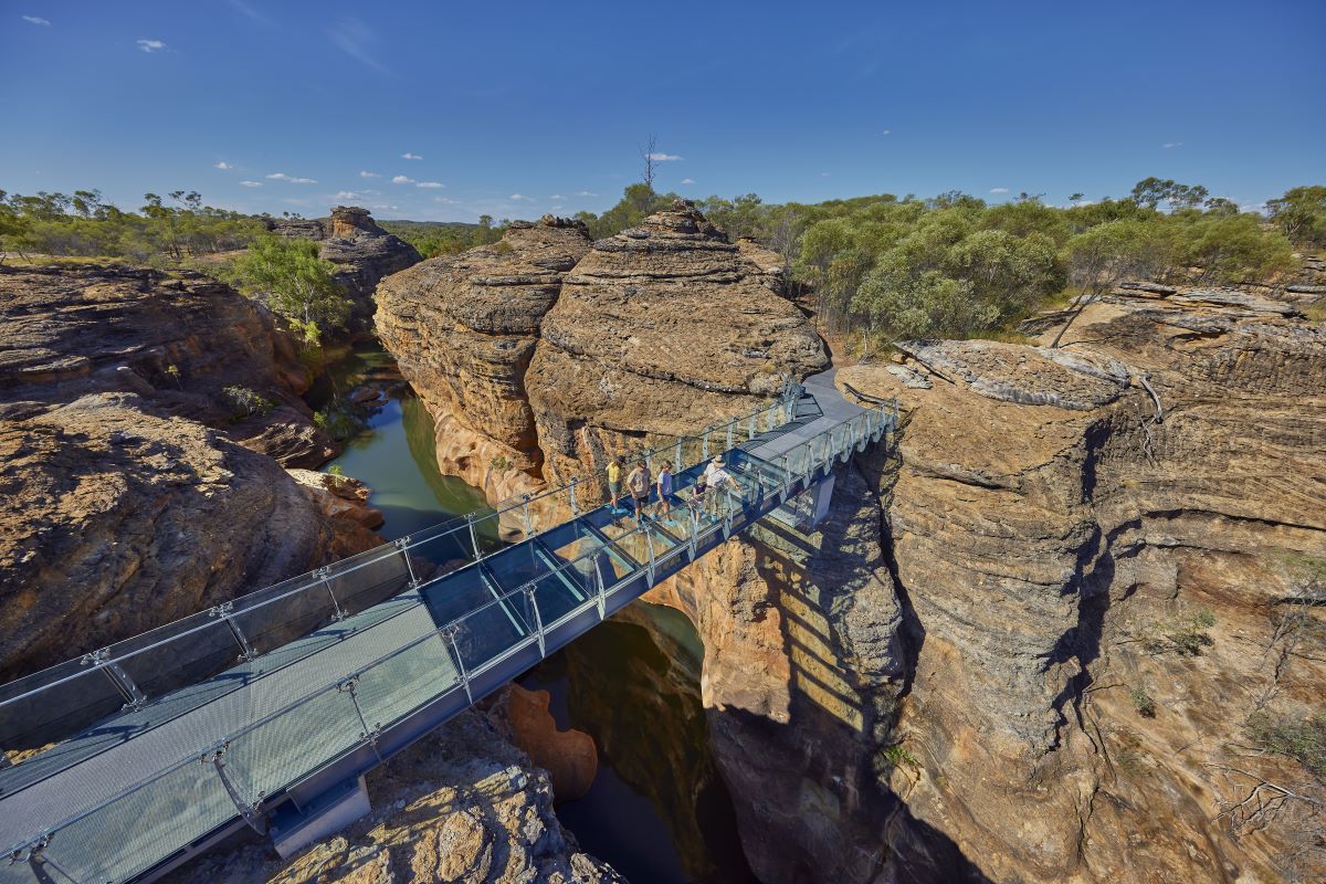 Glass bridge across chasm