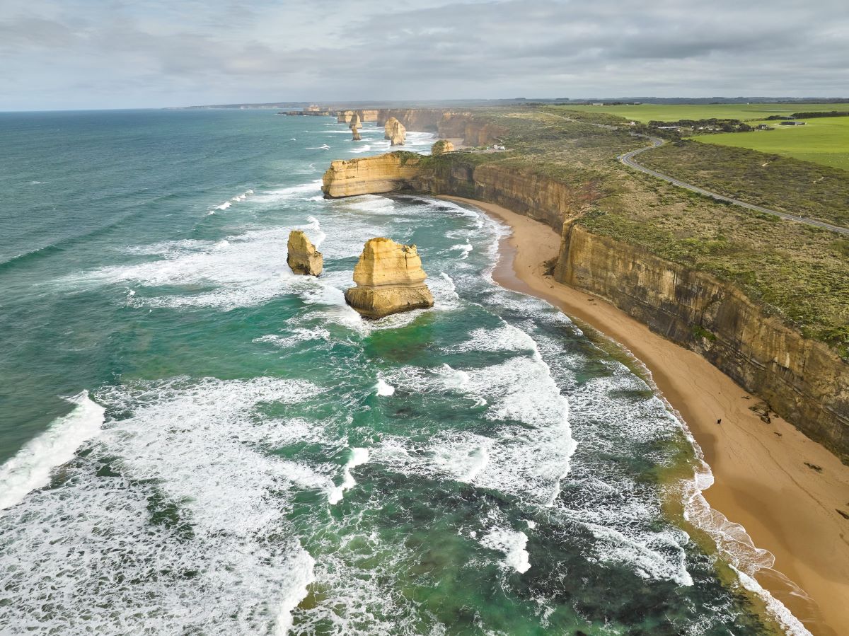 Coast line with limestone stacks